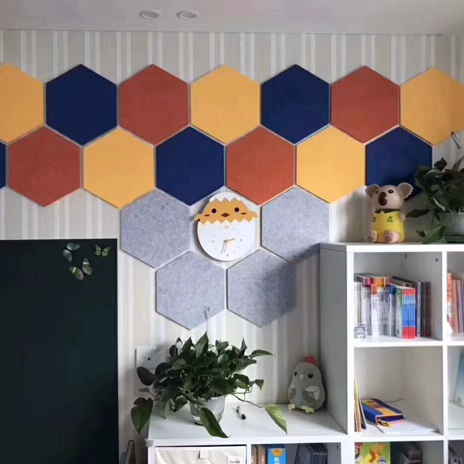 Custom Decorative Polyester Fiber Acoustic Panels EN ISO 11925 Hexagon PET Panel For Interior Decoration 主图 6