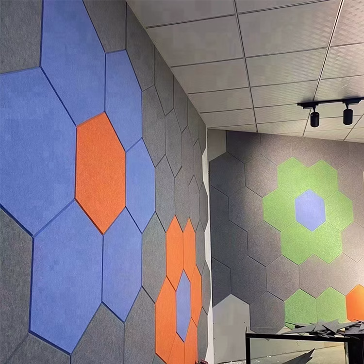PET Hexagonal Acoustic Panels 100Polyester Fiber Sound Insulation Material With Adhesive Backing Self Adhesive Acoustic Panels 主图 5