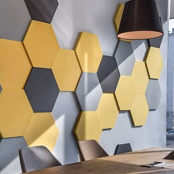 Custom Decorative Polyester Fiber Acoustic Panels EN ISO 11925 Hexagon PET Panel For Interior Decoration 主图 5