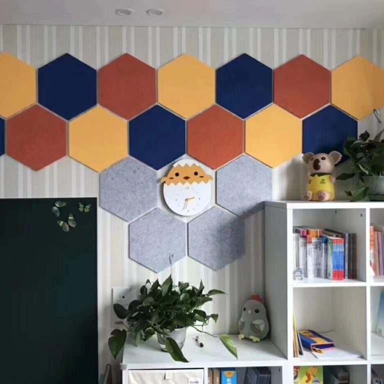 Custom Decorative Polyester Fiber Acoustic Panels EN ISO 11925 Hexagon PET Panel For Interior Decoration 主图 6